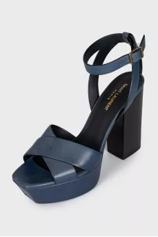 Blue leather Bianca sandals