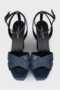 Blue leather Bianca sandals