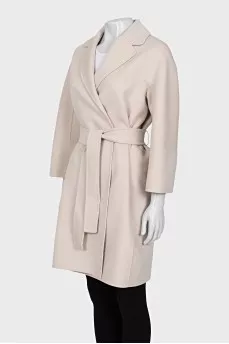 Wrap-around wool coat