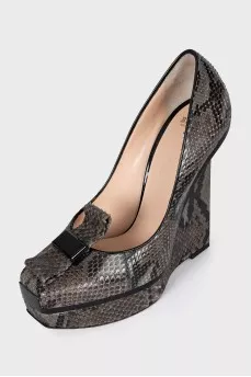 Snakeskin wedge shoes