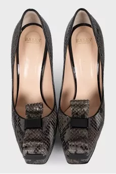Snakeskin wedge shoes