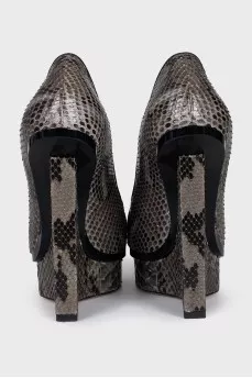 Snakeskin wedge shoes
