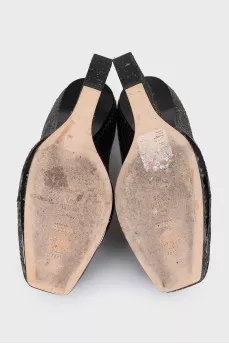Snakeskin wedge shoes