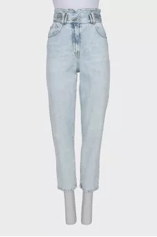 High-waisted straight jeans