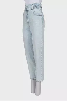 High-waisted straight jeans