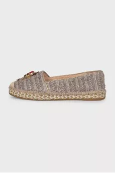 Textile espadrilles with crystals