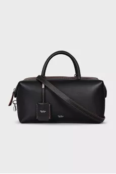 Leather tote with silver hardware