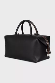 Leather tote with silver hardware