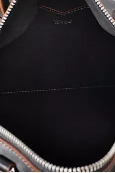 Leather tote with silver hardware