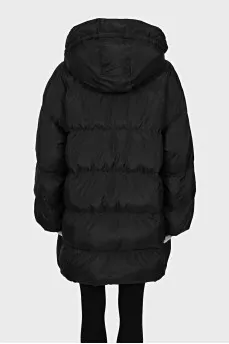 Black straight-cut down jacket with a zipper