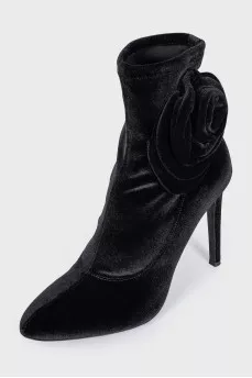 Velvet ankle boots with decor