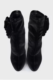 Velvet ankle boots with decor