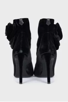Velvet ankle boots with decor