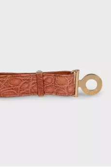 Brown embossed leather belt