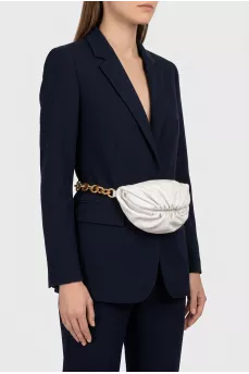 White Leather Chain Pouch