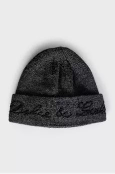 Wool hat with signature embroidery