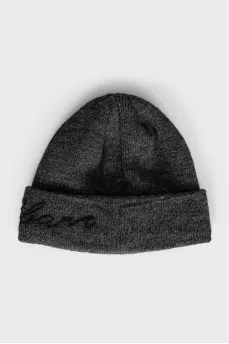 Wool hat with signature embroidery