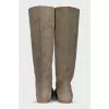 Green suede boots
