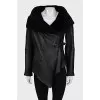 Short wrap-around sheepskin coat