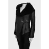 Short wrap-around sheepskin coat