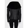 Short wrap-around sheepskin coat