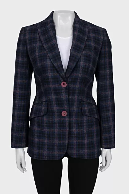 Blue checked wool jacket