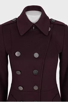 Double-breasted fitted wool coat