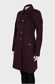 Double-breasted fitted wool coat