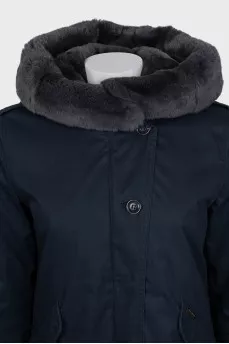 Blue jacket with rabbit fur