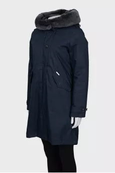 Blue jacket with rabbit fur