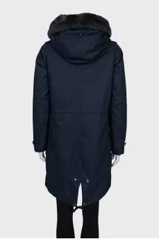 Blue jacket with rabbit fur
