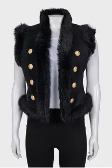 Black lambskin vest