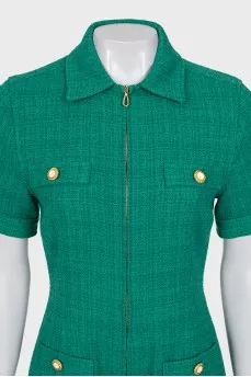 Green tweed overalls