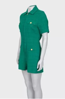 Green tweed overalls