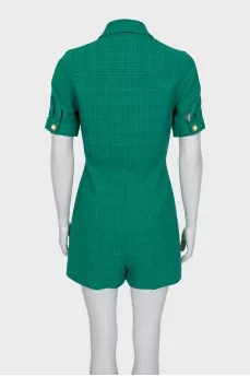 Green tweed overalls