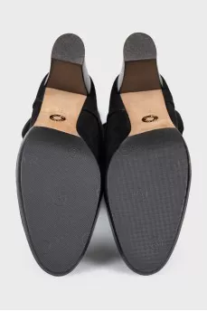 Suede boots with a stacked heel