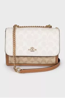 Leather bag with signature print