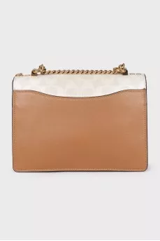 Leather bag with signature print