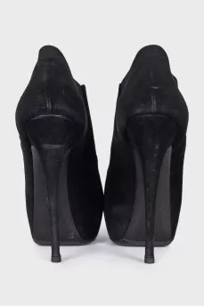 Black suede stiletto heels