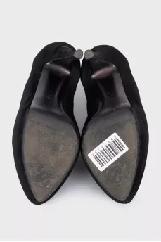 Black suede stiletto heels