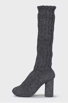 Textile boots with heels