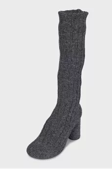 Textile boots with heels