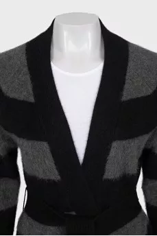 Striped cardigan with a belt