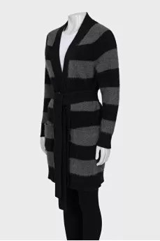 Striped cardigan with a belt