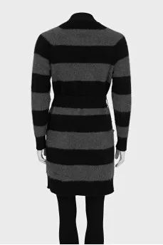 Striped cardigan with a belt