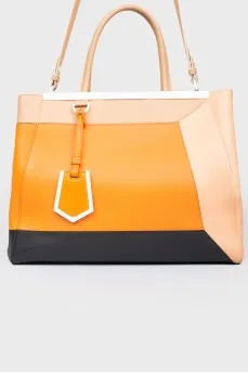 Bag with colored inserts and leather beetle