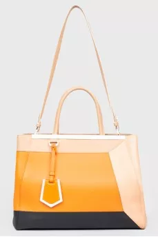 Bag with colored inserts and leather beetle