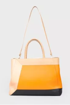 Bag with colored inserts and leather beetle