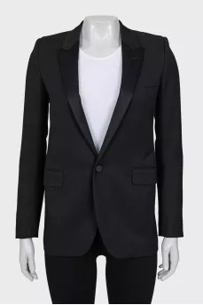 Straight-cut jacket with satin lapels