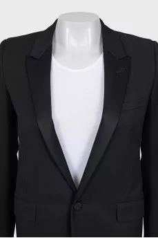Straight-cut jacket with satin lapels
